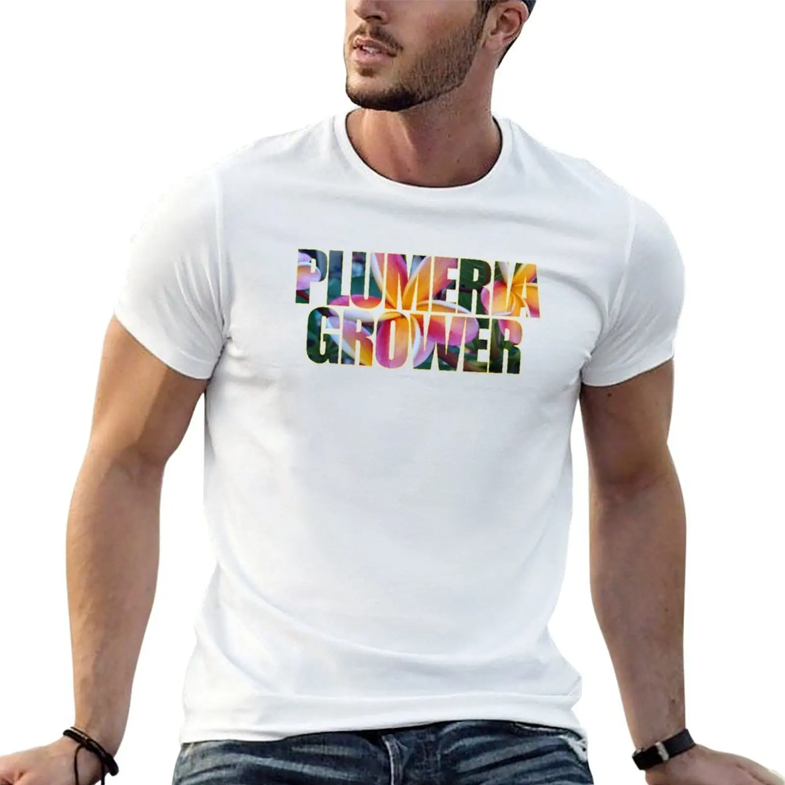 Plumeria Grower Flower Picture In Text T-Shirt Light Athletic Short Sleeve Tee Shirt