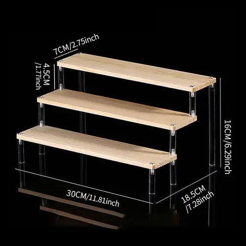 1-5 Tier Wood Acrylic Display Stand Hand-made Figure Doll Décor Toy Animation Car Model Blind Box Perfume Shelves Organizers - Image 8