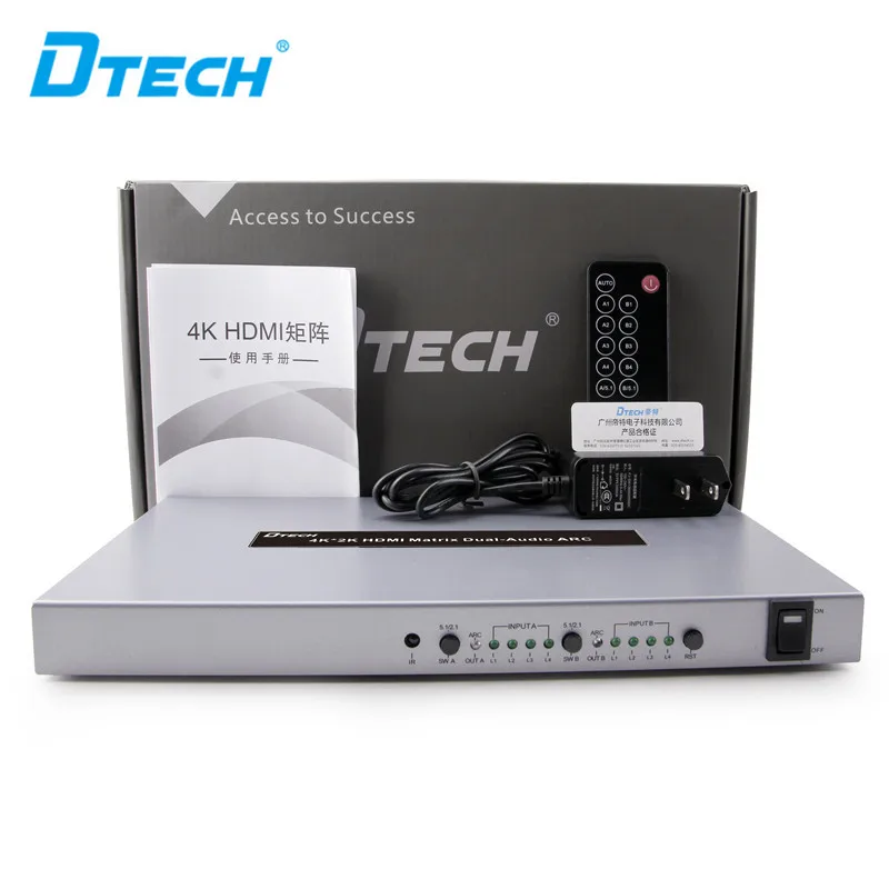 Dtech 3D 4K 4 in 2 Out HDMI 1.4b Matrix  4X2  2 Channels Audio ARC HDMI Matrix With IR