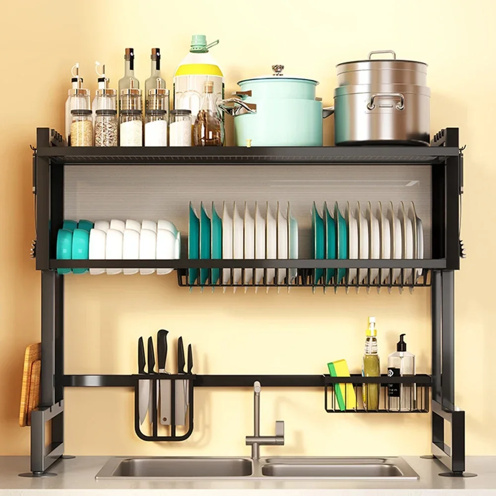 

#For The Sink Dish Drying Rack Dust Proof with Cabinet Door Sink Rack Storage Cabinet Kitchen Stainless Steel Drainage Rack&