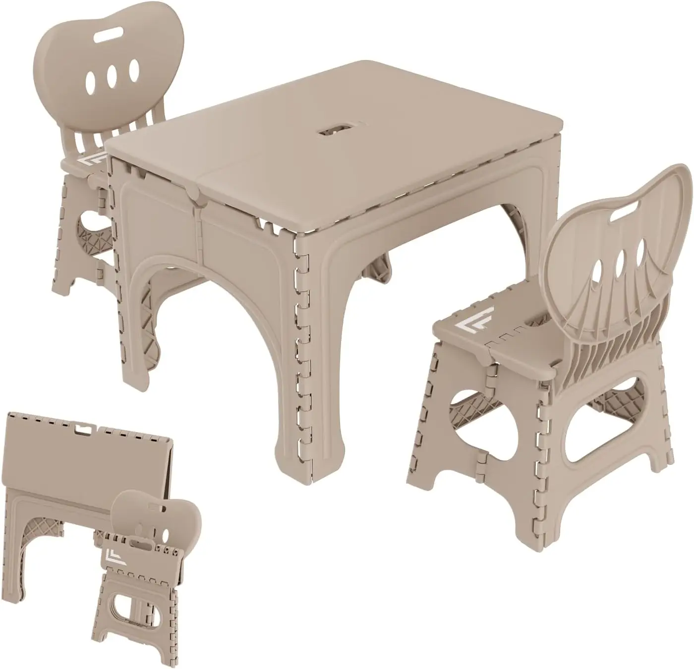 

Foldable Kids Table and Chairs Set, Portable Activity Desk for Indoor Outdoor Play, Durable Easy Storage