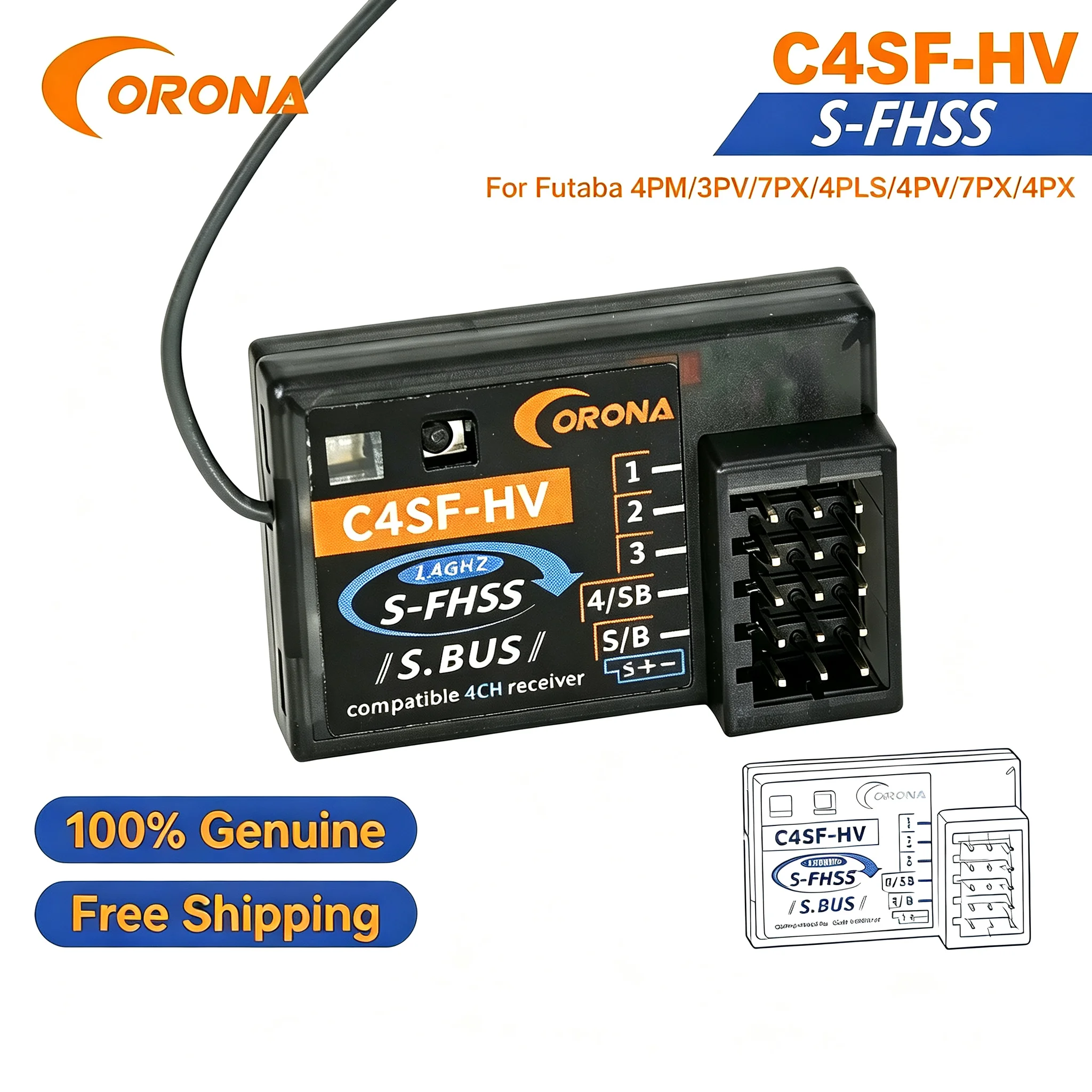Corona RC C4SF-HV 2.4GHz  Receiver 100% Genuine