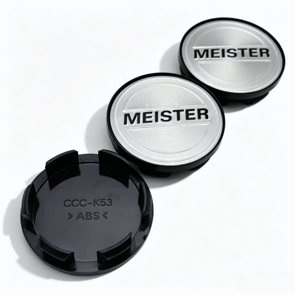 4pcs O.D 53MM Inner Clip 48MM Meister Logo Emblem Badge Car Wheel Center Caps Wheel Hubcaps Rim Hub Dust Cover Car Accessories