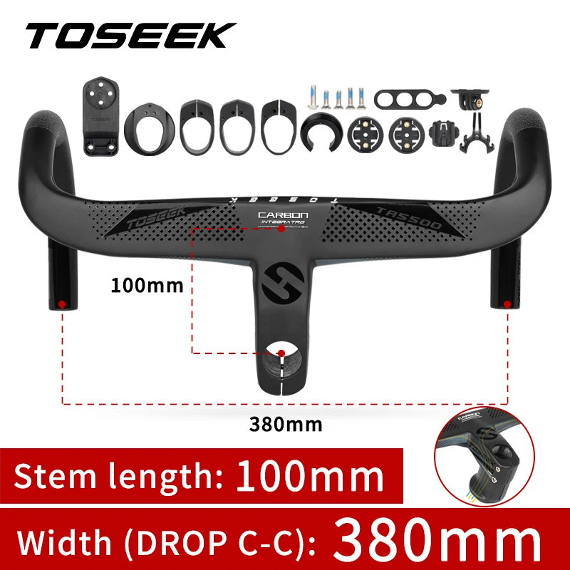 TOSEEK Carbon stuur Road Carbon stuur Drop bar T800 Carbon geïntegreerd stuur Di2 Fietsaccessoires Carbon Drop bar
