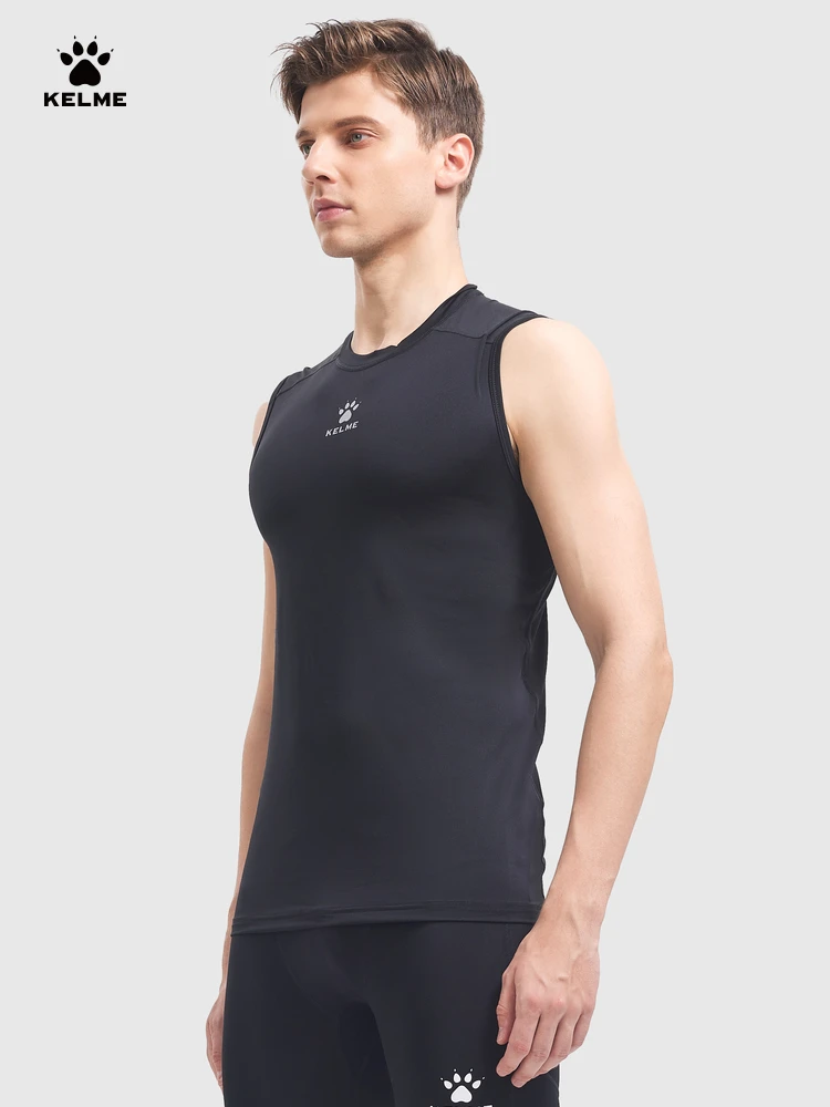 Kelme Men's Sleeveless Fitness T-shirt High Stretch Breathable Tights Training Sports Quick Dry Vest Outdoor Running Vest