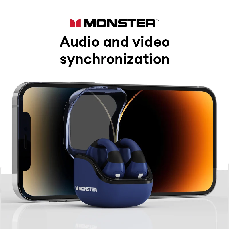 Новые наушники Monster XKT29 с зажимом для ушей, двухрежимные наушники с эргономичной резьбой, беспроводная гарнитура Bluetooth V5.4 с сенсорным управлением, наушники с низкой задержкой