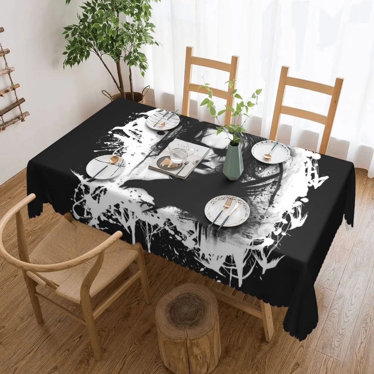 Eric Draven The Crow Custom Rectangular Tablecloth Oilproof Table Cover for Dining Events Table Cloth