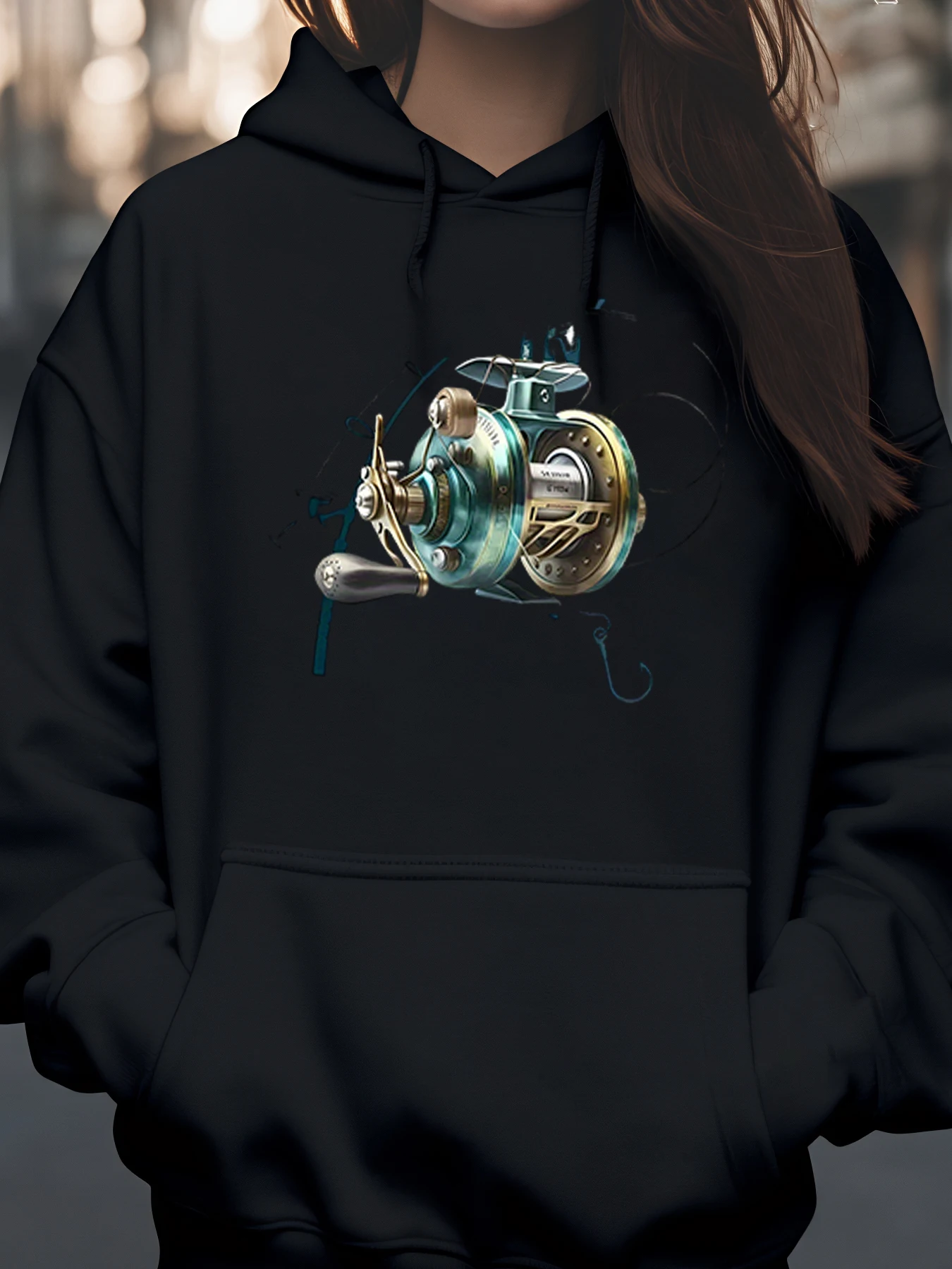 

Толстовка с рисунком рыболовной катушки, осенне-зимняя повседневная одежда для любителей активного отдыха, унисекс