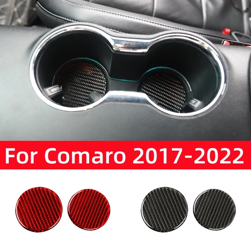 

For Chevrolet Camaro 2017-2022 Accessories Carbon Fiber Interior Car Central Cup Holder Gasket Decorative Sticker Trim Cover