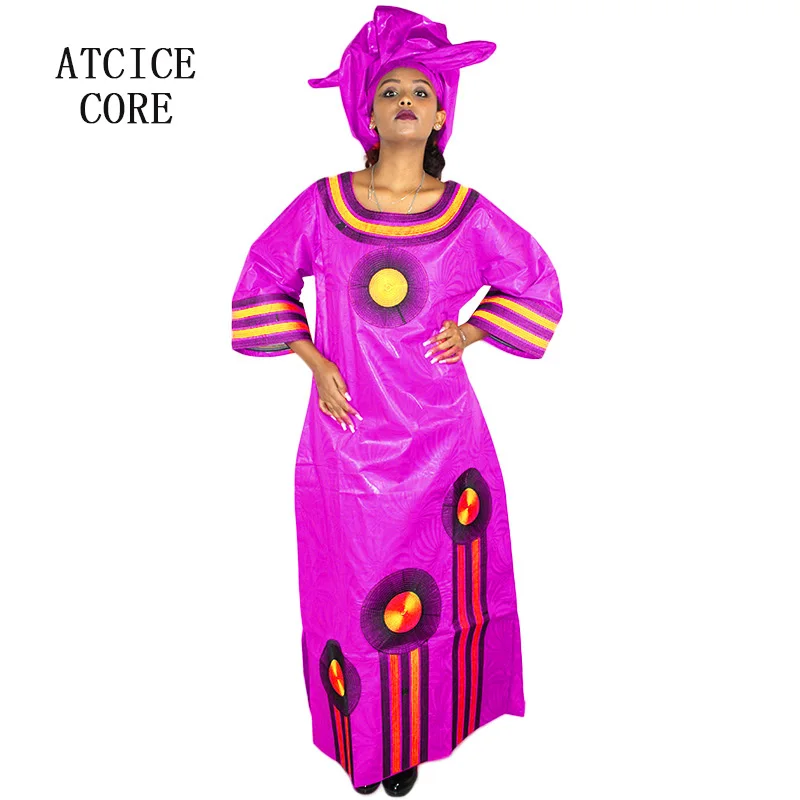 

African Dre ss for Women Plus Si ze Embroidery Weddi ng Guest Long Maxi Dress with Scarf