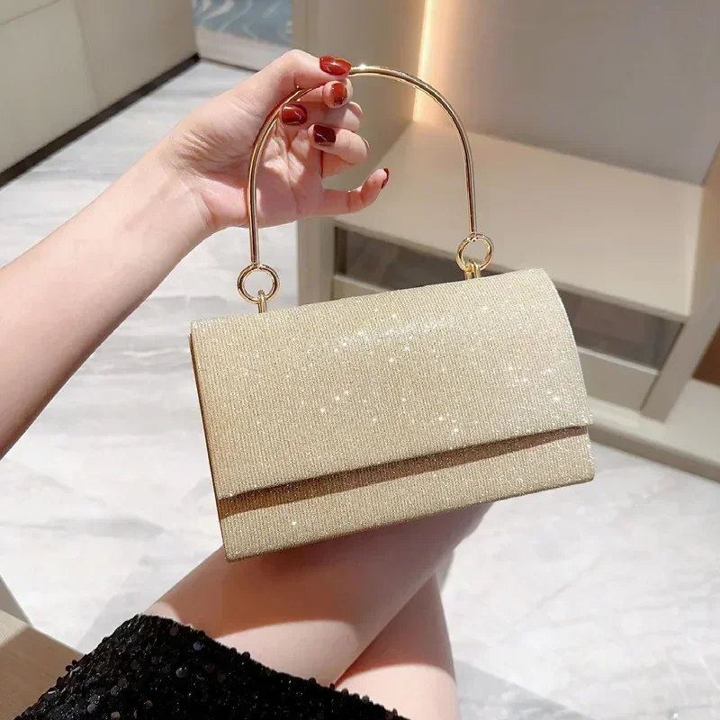 Shiny Wedding Clutch Handbag for Women Girls Glitter Shoulder Bag Wedding Purses Dating Bag All-matching Evening Bag