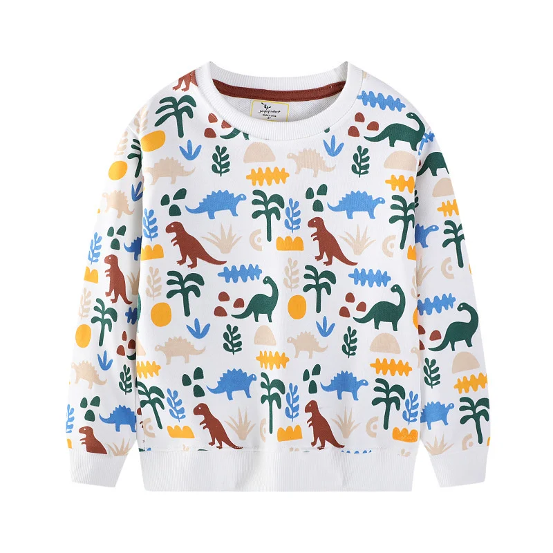 

Jumping Meters Dinosaur Print Baby Sweatshirts 2-7T Cotton Long Sleeve Autumn Spring Children's Clothing for Boys Girls Shirts