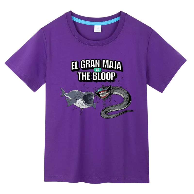 El Gran Maja vs The Bloop Short Sleeves Kids T-Shirt Sea Monster Tee 100% Cotton for Boys Creature Clash Shirt for Children Tops