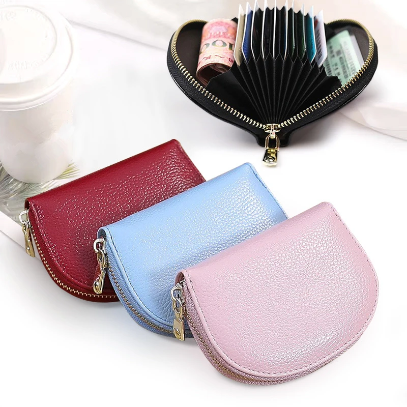 Japanese Short PU Wallet with Zipper Muti-card Slot Thick Card Holder Women Cute Wallets Coin Purse