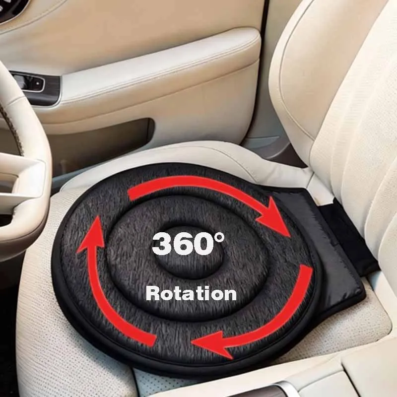 Black 360° Rotating Car Seat Cushion Universal Car Seat Pad Anti-slip Women Elderly People Pregnant Auto Movable Seat Cushion