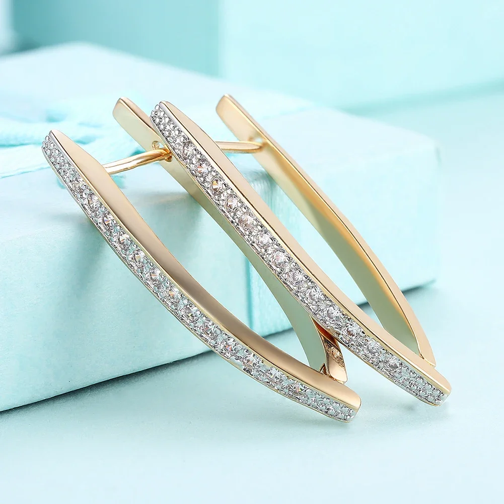 925 Sterling silver 18K gold Wedding Shiny crystal diamond earrings for Women Luxury Fashion Party  Accessories Jewelry