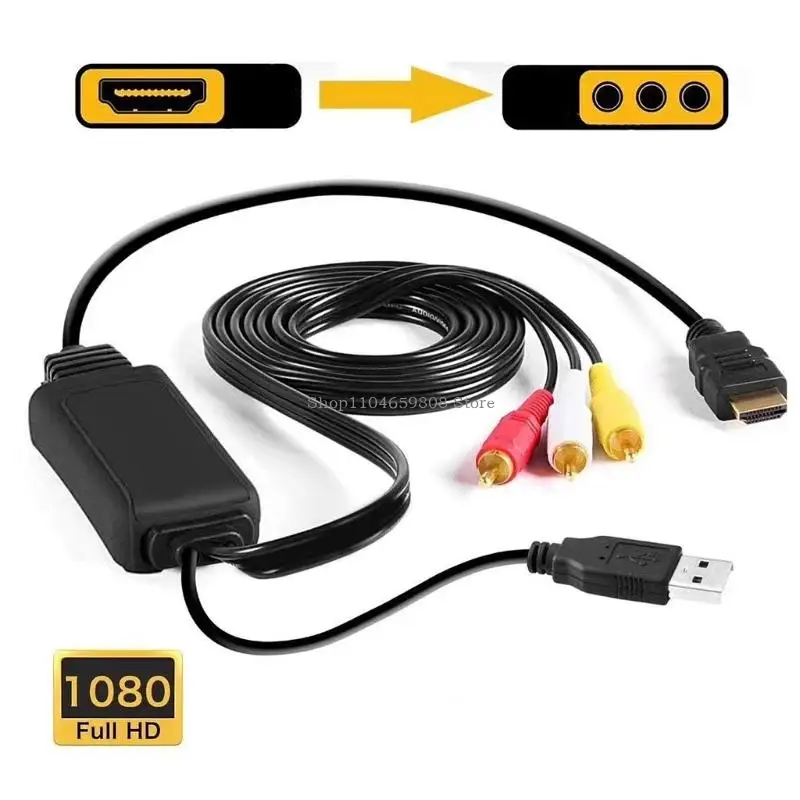 HDMIS إلى AVS 3RCA Converter Cable 1080p دعم الدقة لجهاز الكمبيوتر المحمول للكمبيوتر الشخصي مع نقل إشارة الفيديو Audios USB #5