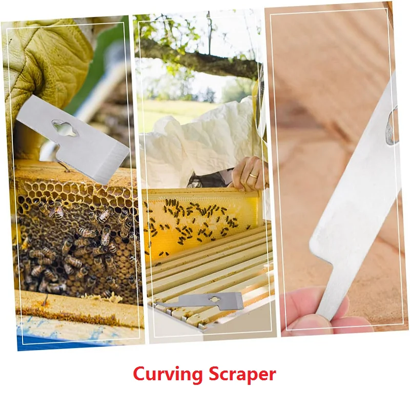 2PCS Bee Hive Scraper Hive Tool Uncapping Scraper Honey Comb Cutter Bee Hive Frame Lifter Curving Scraper Beekeeping Equipment