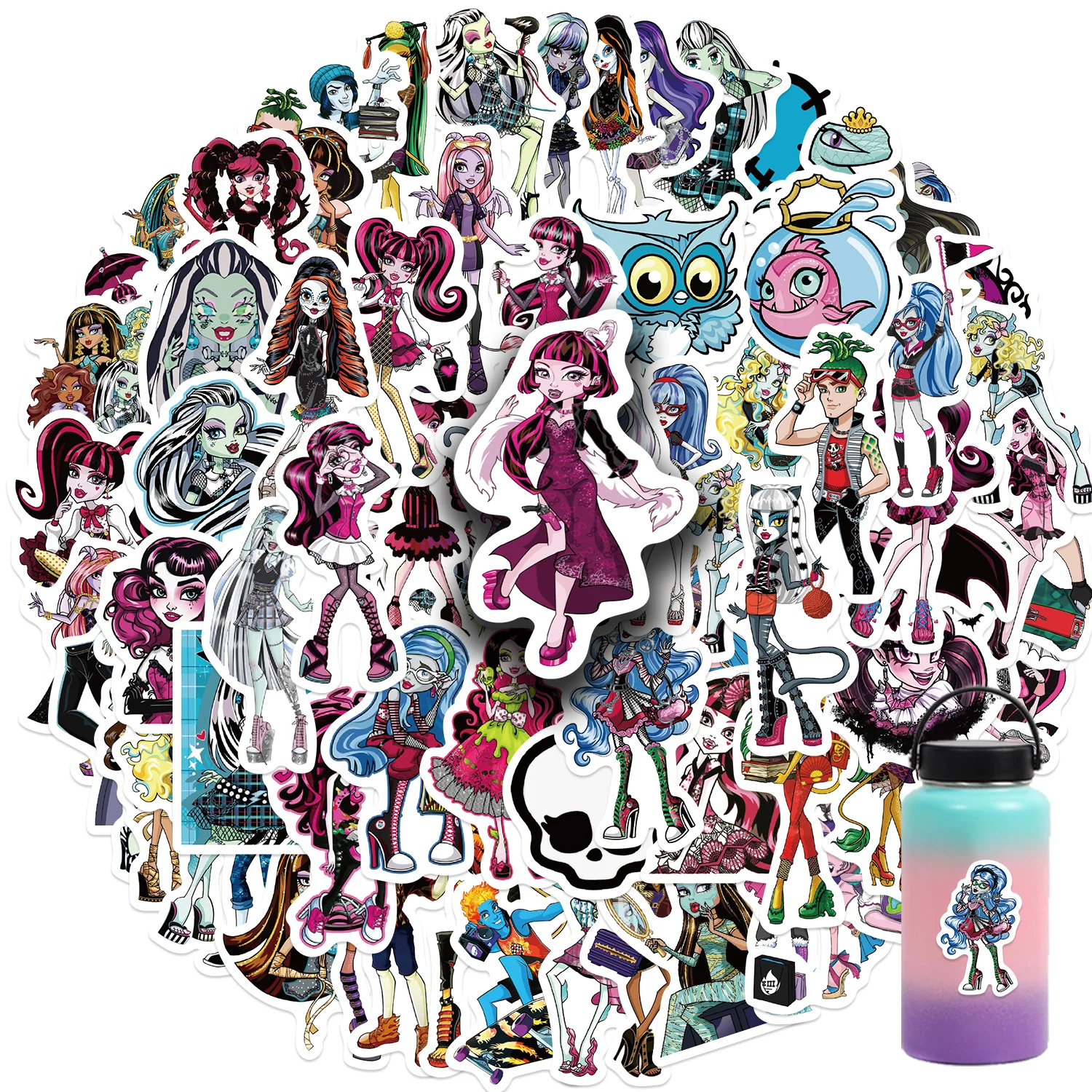 70PCS Riman Monster High School Cartoon Anime Scrapbook Stickers Luggage Skateboard Graffiti Decal Classic Toys