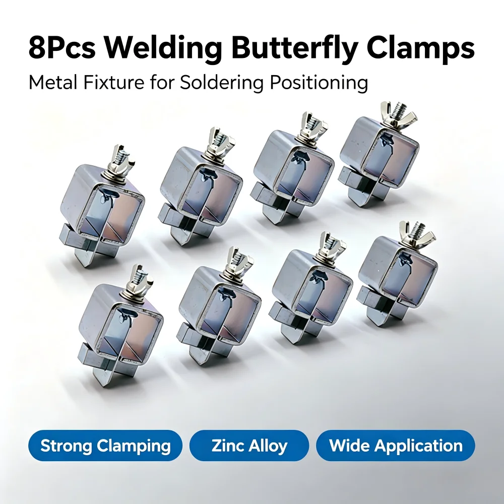 8Pc Welding Butterfly Clip Clamps Adjustable Butt Welding Positioner Fixture Welding Locator for Sheet Metal Welding Repair Tool