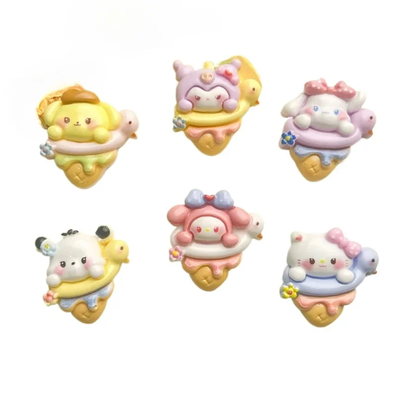

5pcs Cute Glossy Sweet Cone Sanrio Cartoon Resin Flatback Cabochon Diy Crafts Materials Handmade Crafts Phone Case Charms