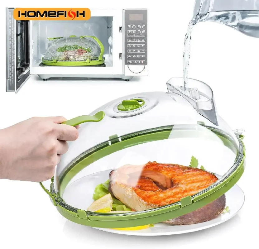 

Microwave Food Cover Clear Microwave Splash Guard with Steamer and Handle Kitchen Gadgets