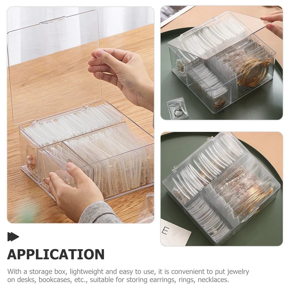 1 مجموعة 1 مجموعة واضح الاكريليك صندوق تخزين المجوهرات متعدد الشبكة المنظم الحقيبة الذاتي ختم أكياس شفافة للسفر القرط الدائري