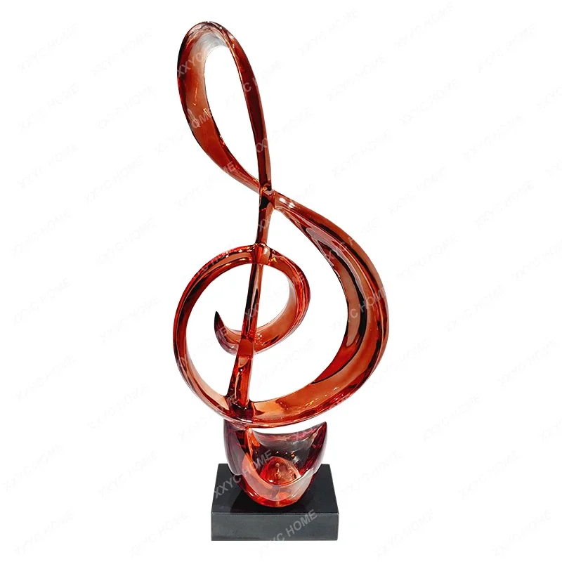 

Transparent Resin Musical Note Pipa Sculptured Ornaments Living Room and Hotel Hallway Musical Instrument Art Decorations