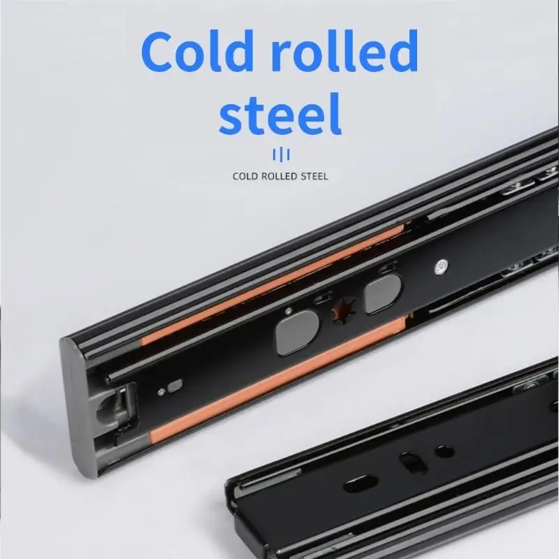 652F 1Pair Soft Close Drawer Track Stainless Steel Drawer Slide Hydraulic Damping Buffer Furniture Rails Hardware