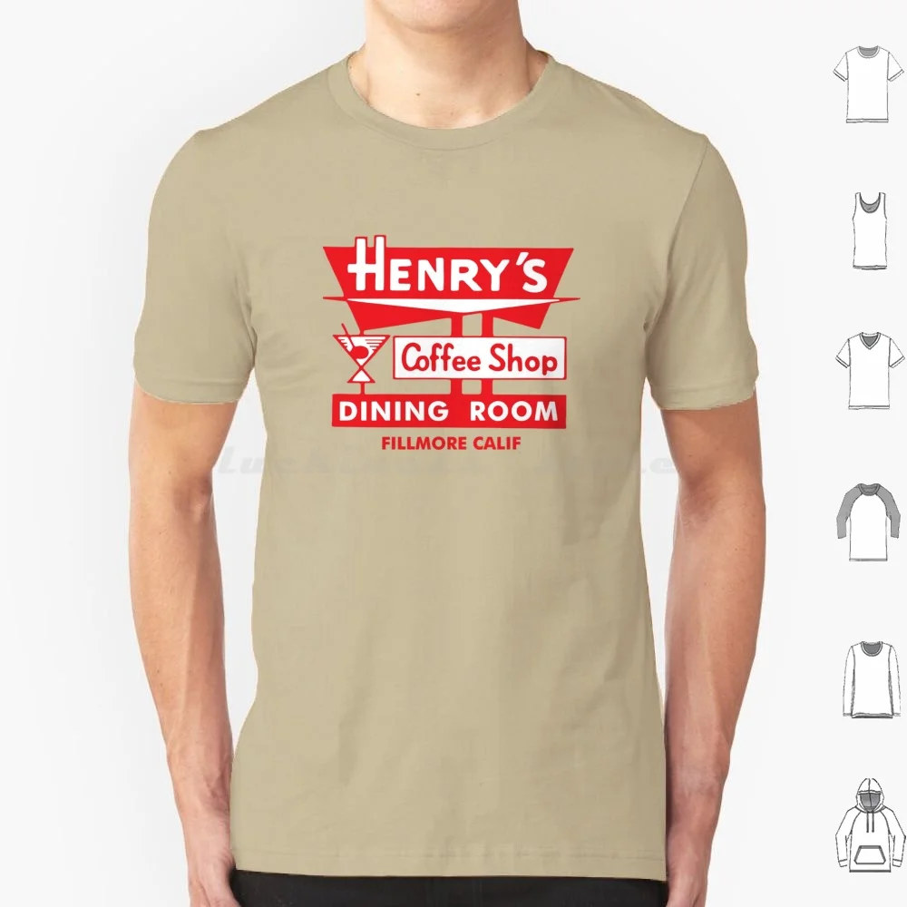 Henry's T Shirt 6xl Cotton Cool Tee Henrys Coffee Restaurant Fillmore Ventura Googie Midcentury 60s Los Angeles California