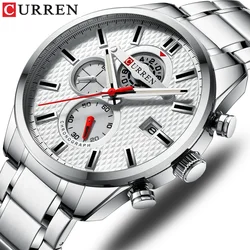 CURREN 8352 Causal Sports Watches Mens Luxury Quartz Watch Stainless Steel Chronograph and Date Luminous hands Wristwatch