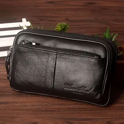 Męska torba biodrowa ze sprzęgłem z prawdziwej skóry na telefon komórkowy/telefon komórkowy Casual Natural Skin Męski haczyk na nadgarstek Fanny Belt Pack