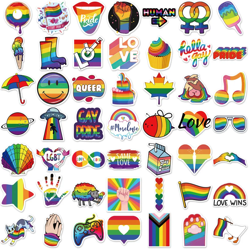 50/100Pcs Rainbow Sexy Stickers for Gay LGBT Flag Gay Pride Decorate Laptop Car Phone Luggage Waterproof Toys Gift Decals