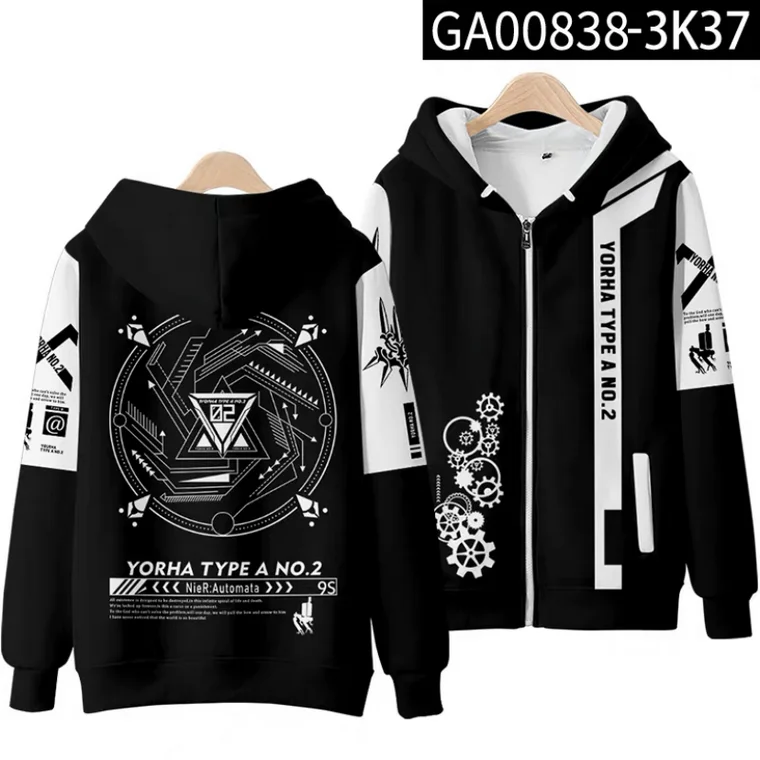 Harajuku Popular Game NieR:Automata 3D Printed Zipper Hoodies Men/Women Comfortable Sweatshirts Adult/child Casual Jackets Coats