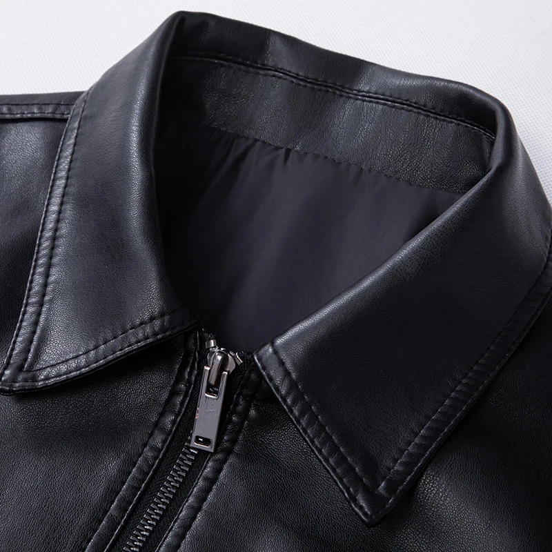 TRAF Ropa de abrigo de cuero elegante para hombre Corte ajustado Cremallera duradera Cuero de alta calidad Perfecto para elevar su apariencia cómoda