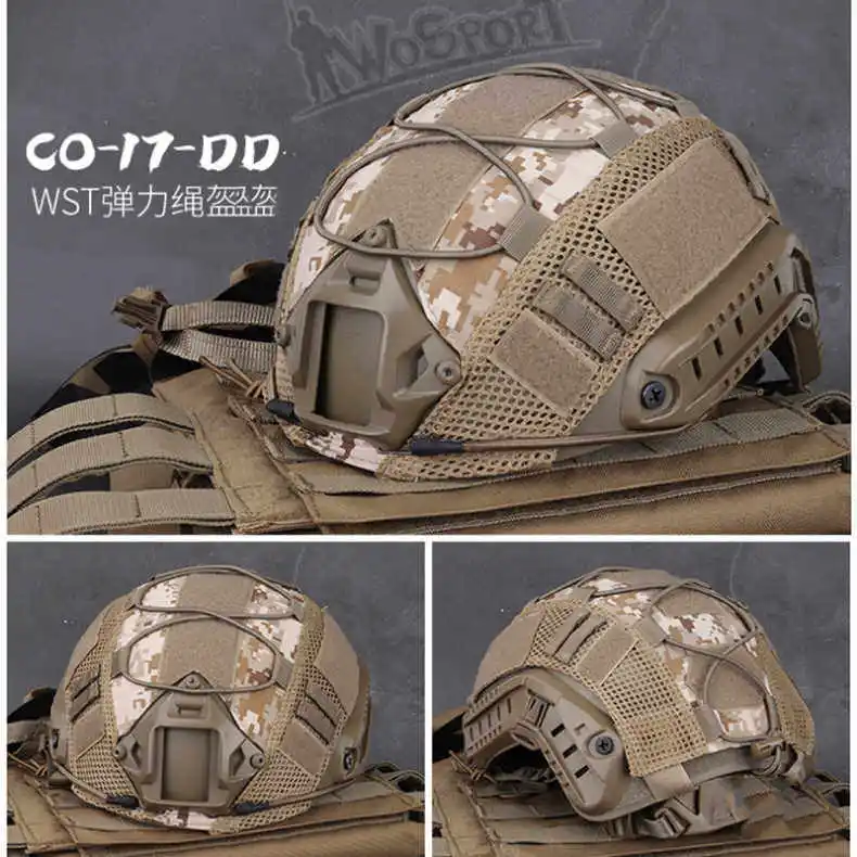 Camouflage Tactical Helmet FAST MICH Rail-Mounted for Battlefield Use in Real-Person CS Games Protective Helmet for Camouflage A