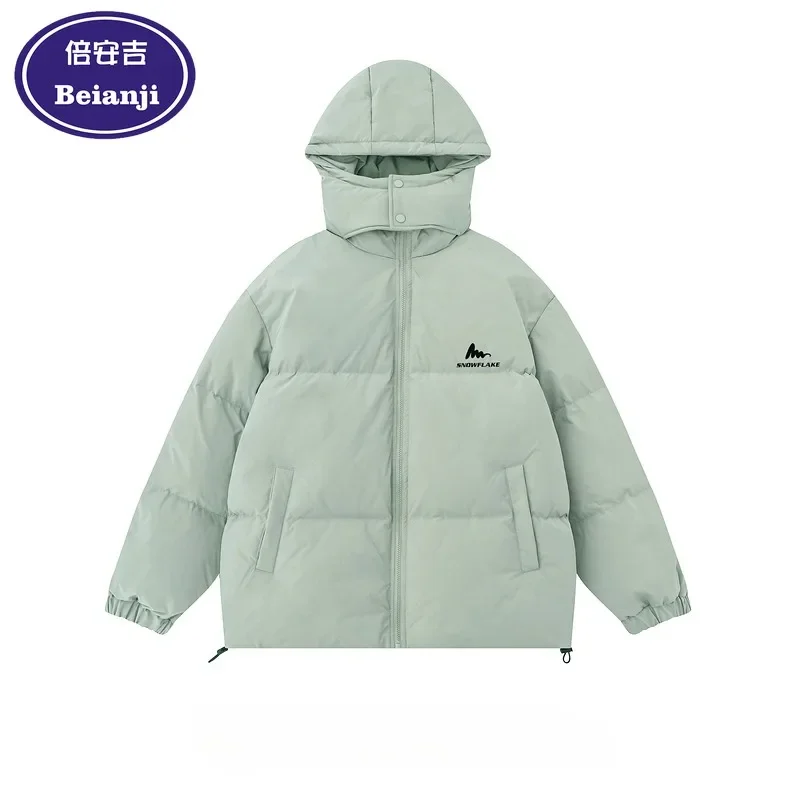 Hooded padded jacket for men basic solid color winter loose thick couples mens puffer jacket ropa de hombre ropa hombre 2025 new