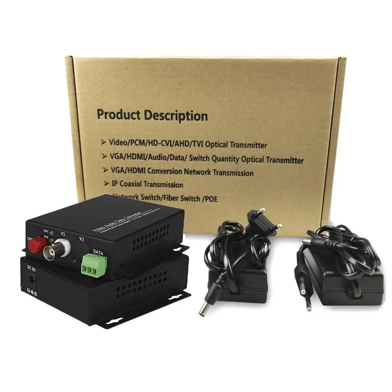 Video Fiber Optic Optical Converter Transmitter / Receiver ,1 channel Video, 1 return rs485 data, for CCTV Surveillance Security
