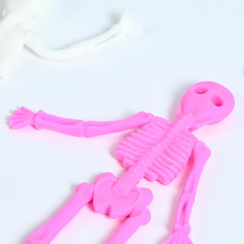 Stretchable Soft Rubber Skull Skeleton Zombie Doll Tricky Kids Toys Halloween Decor Party Props Fun Decompression Gift