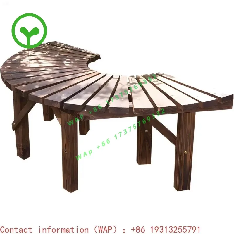 【Best-selling】Outdoor Curved Wooden Seat Semicircular Backrest Design For Gardens Patios Backyards Lawn，Wrap Around Tree Bench