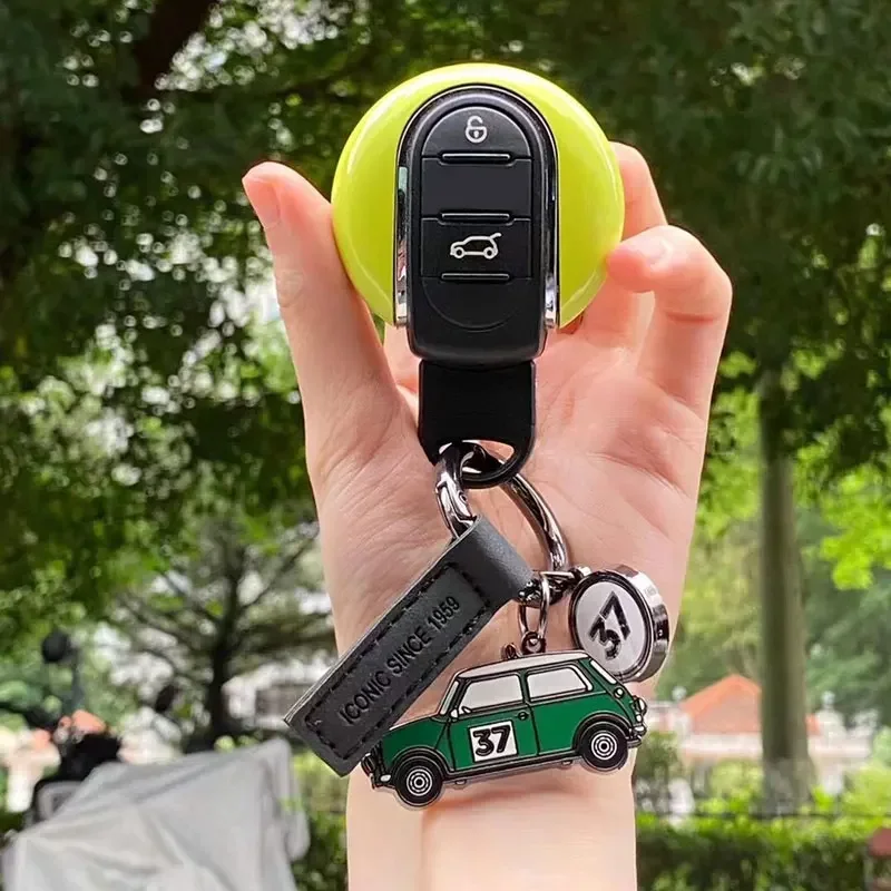 

For Mini Cooper 3D Car Key Cover Shell for F56 F55 R56 R57 Cute Protective Key Case with Keyring Car Shape Metal Keychain