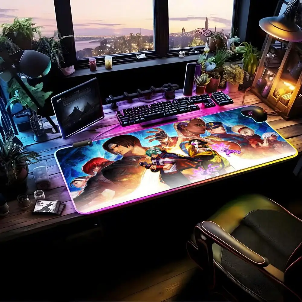 Game King Of Fighter Mouse Pad RGB Gaming Mouse Pad Desk Mat HD Gamer Large LED Light XXL MousePads