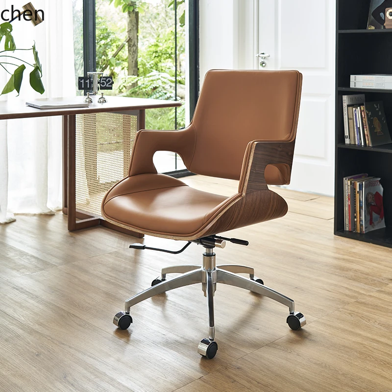 WL chair swivel chair leather office home comfortable sedentary chair boss light luxury