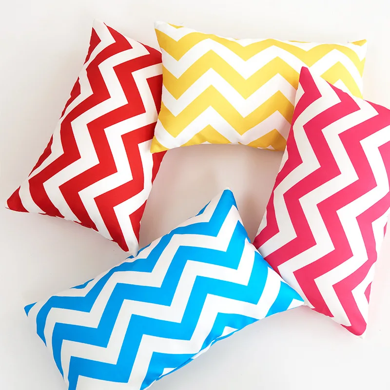 Waterproof Outdoor Striped Pillows Case Red/black/yellow/blue Bright Colors Cushion Cover Beach Chairs Seat Swimming Pool Pillow