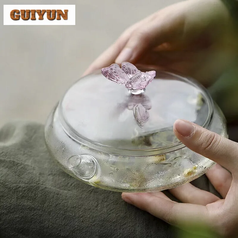 380ml Japanese Butterfly Dance Glass Teapot Cold Ice Water Tea Brewing Pot Green Teapot for Infusions Tea Kettle Kung Fu Teaset view 3
