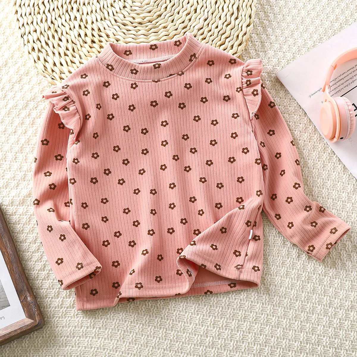 1-12 Years Kids Top Spring Autumn Baby Girls Flowers Long-sleeve T-Shirt Sweatshirt Children Daily Leisure Bottoming Shirt image 3