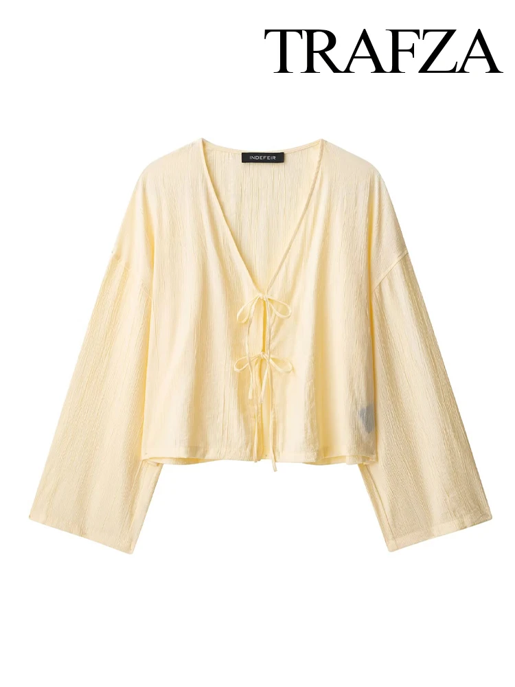 HH, novedad de verano para mujer, conjunto acogedor con efecto arrugado y cuello en V, Top de manga larga con cuello en V y pantalones cortos con cordón de cintura alta y bolsillo