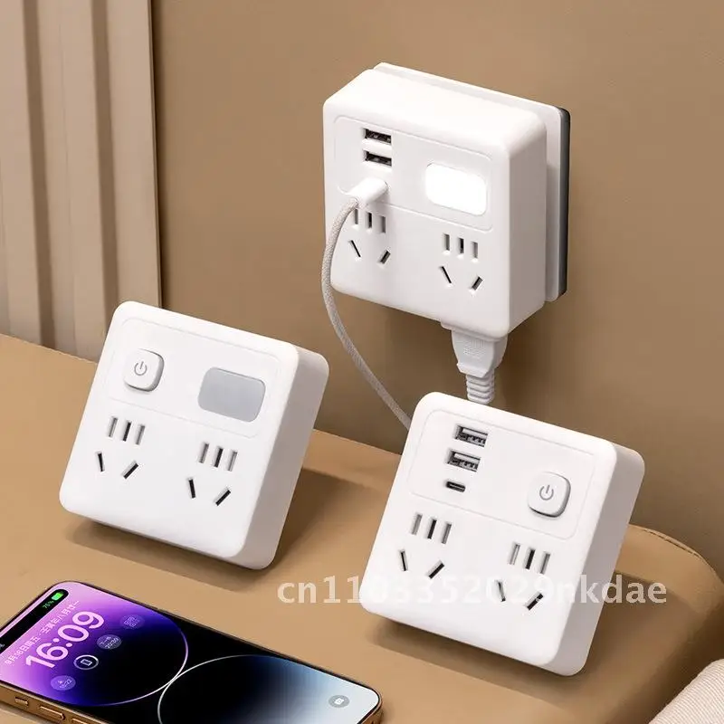 86 Type Multi-function Wall Socket Power Strip with USB Night Light Switch Plug-in Board for Home And Office