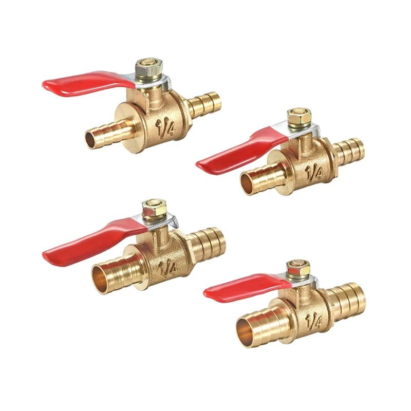 Ball Valve Shut-off 6mm 8mm 10mm 12mm Handle Small Valve Hose Barb Water Oil Air Gas Fuel Line Pipe Tube Fittings Brass Valve ﻿