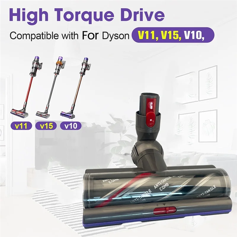 Cabeça de sucção de alto torque para Dyson V10 V11 V15 Acessórios anti-emaranhado Limpeza profunda para tapetes e pisos duros